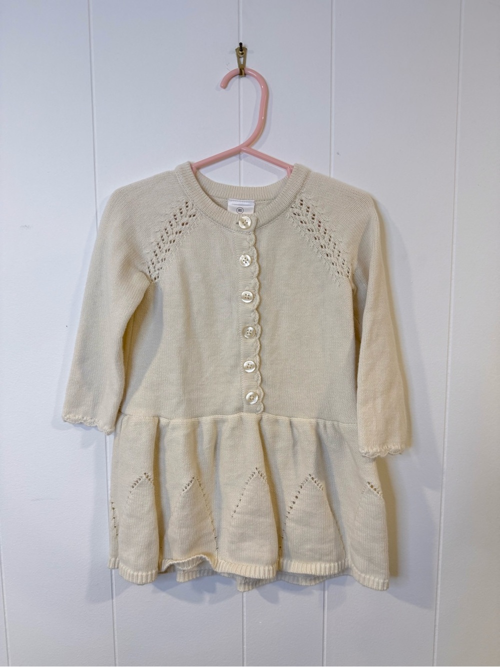 Hanna Andersson Cream Knit Sweater Dress